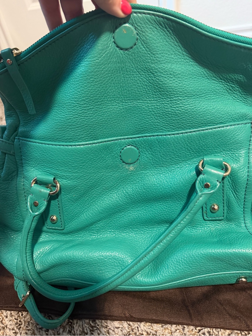 ⚡️Kate Spade Cobble Hill Teal Pebble Leather Fold Over - Picture 3 of 5